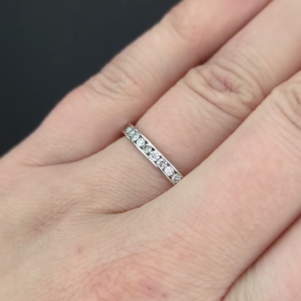 NATURAL DIAMOND WEDDING RING STACKING BAND 14k WHITE GOLD 0.30ct CHANNEL SETTING