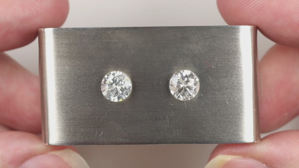 2.10ct VERY GOOD ROUND CUT DIAMOND STUD EARRING MATCHING PAIR NATURAL 2 CARAT