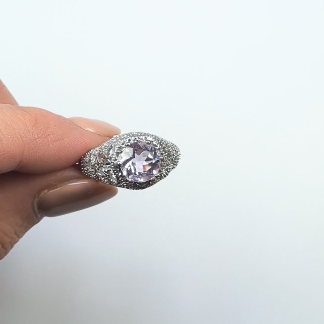 CITRINE STERLING SILVER RING VINTAGE STYLE FILIGREE ROUND CUT ART DECO GEMSTONE