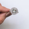 GREEN AMETHYST STERLING SILVER RING VINTAGE STYLE FILIGREE HALO ROUND ART DECO