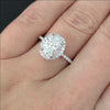 2ct CERTIFIED LAB CREATED DIAMOND ENGAGEMENT RING 10k OVAL SHAPE HALO PAVE BAND