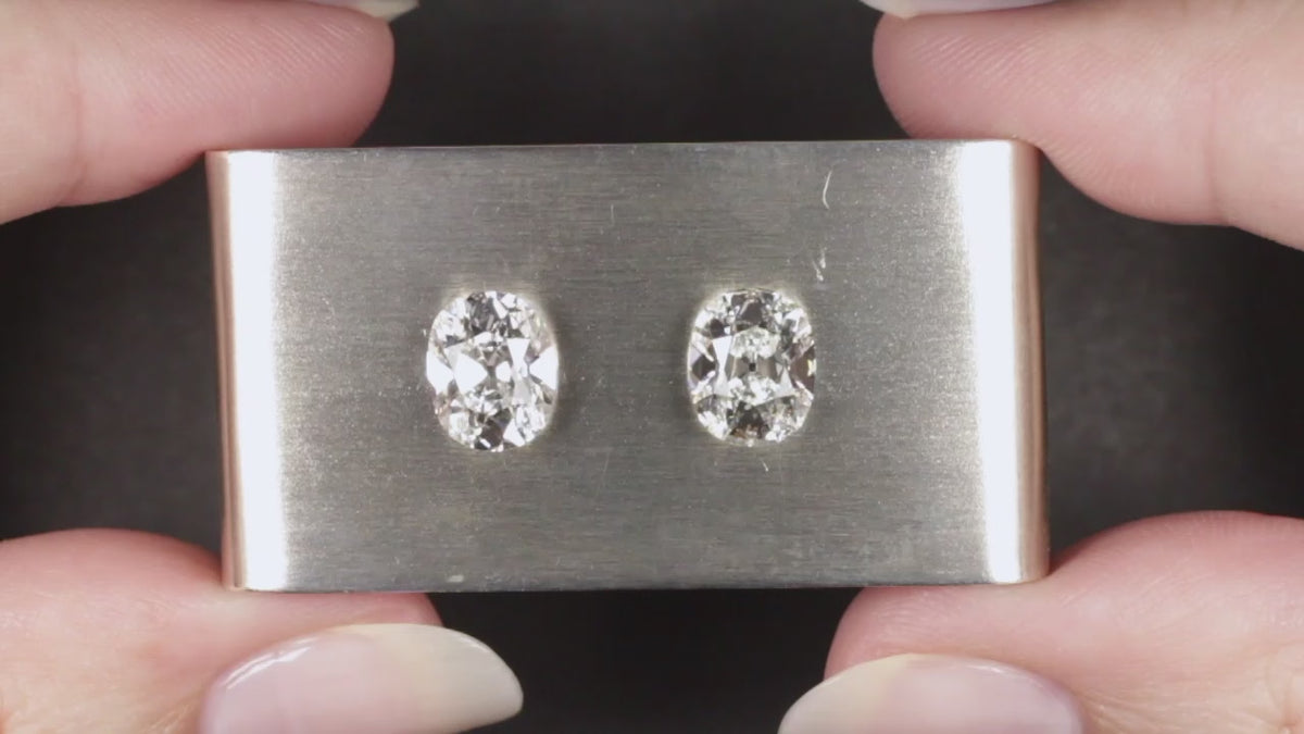 4.07ct E VVS2-VS1 OLD MINE CUT LAB CREATED DIAMOND LOOSE PAIR IGI CERTIFIED STUD