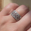 1/2 CARAT DIAMOND RING WIDE BAND COCKTAIL 14k WHITE GOLD NATURAL FILIGREE 1/2ct