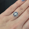 GIA CERTIFIED DIAMOND SAPPHIRE ENGAGEMENT RING ART DECO VINTAGE STYLE OVAL HALO