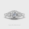 VINTAGE STYLE ART DECO SEMI MOUNT ROUND SETTING RING 14K WHITE GOLD FILIGREE