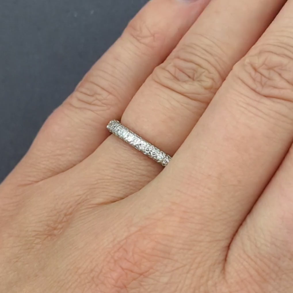 DIAMOND ETERNITY RING PLATINUM SIDE WEDDING BAND NATURAL