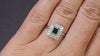 EMERALD DIAMOND COCKTAIL RING 14k WHITE GOLD HALO VINTAGE ESTATE RECTANGLE GREEN