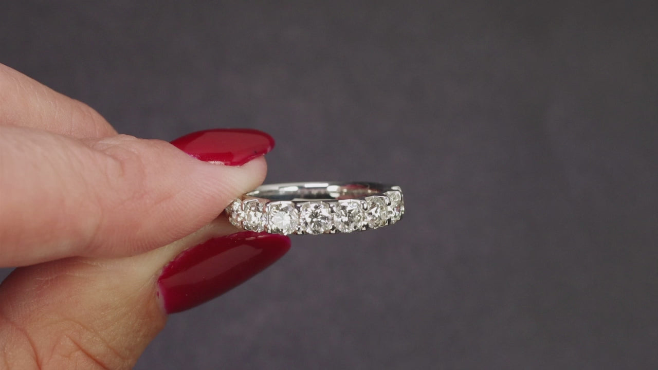 1.5ct DIAMOND WEDDING RING G-H VS2-SI1 STACKING BAND ROUND CUT 14k WHITE GOLD
