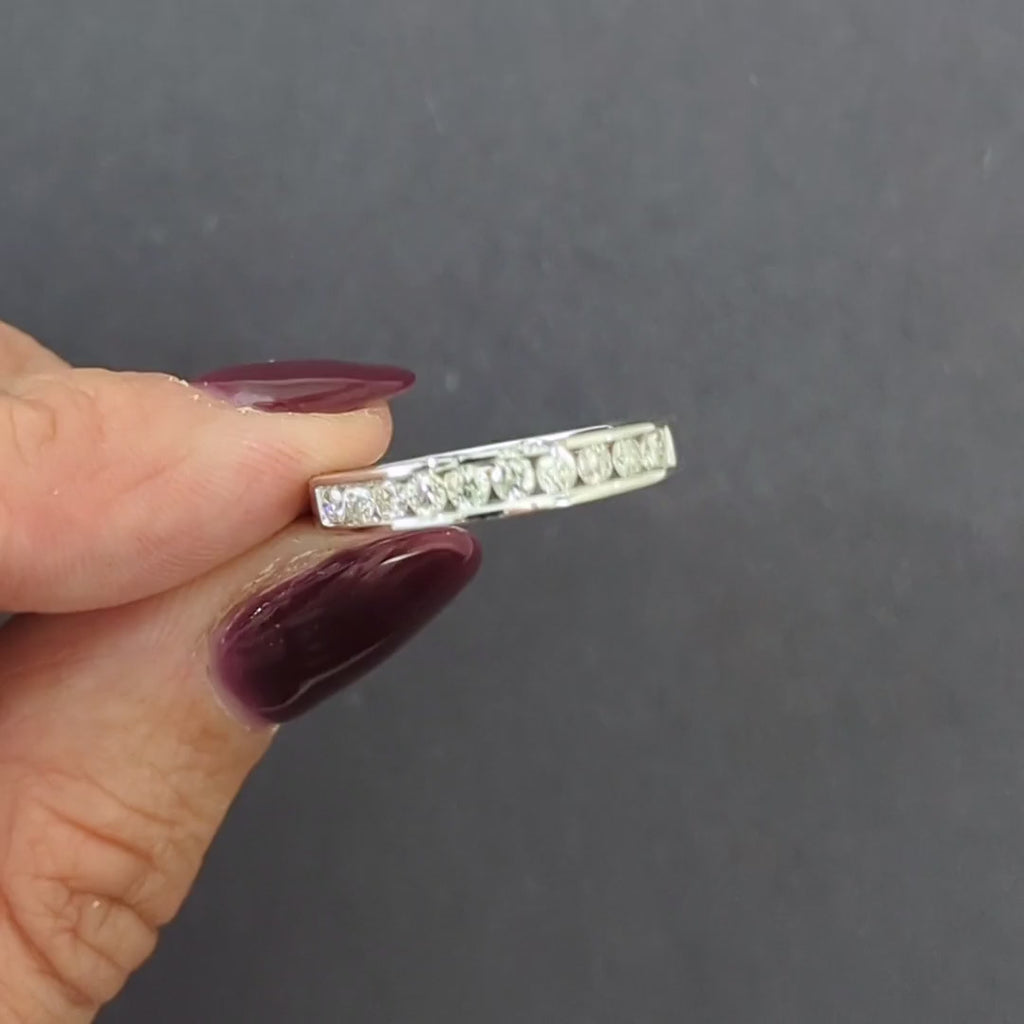 NATURAL DIAMOND WEDDING RING STACKING BAND 14k WHITE GOLD 1/2ct CHANNEL SETTING