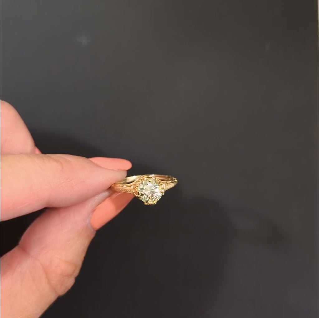 1 CARAT OLD CUT DIAMOND ENGAGEMENT RING VINTAGE STYLE 14k YELLOW GOLD SOLITAIRE