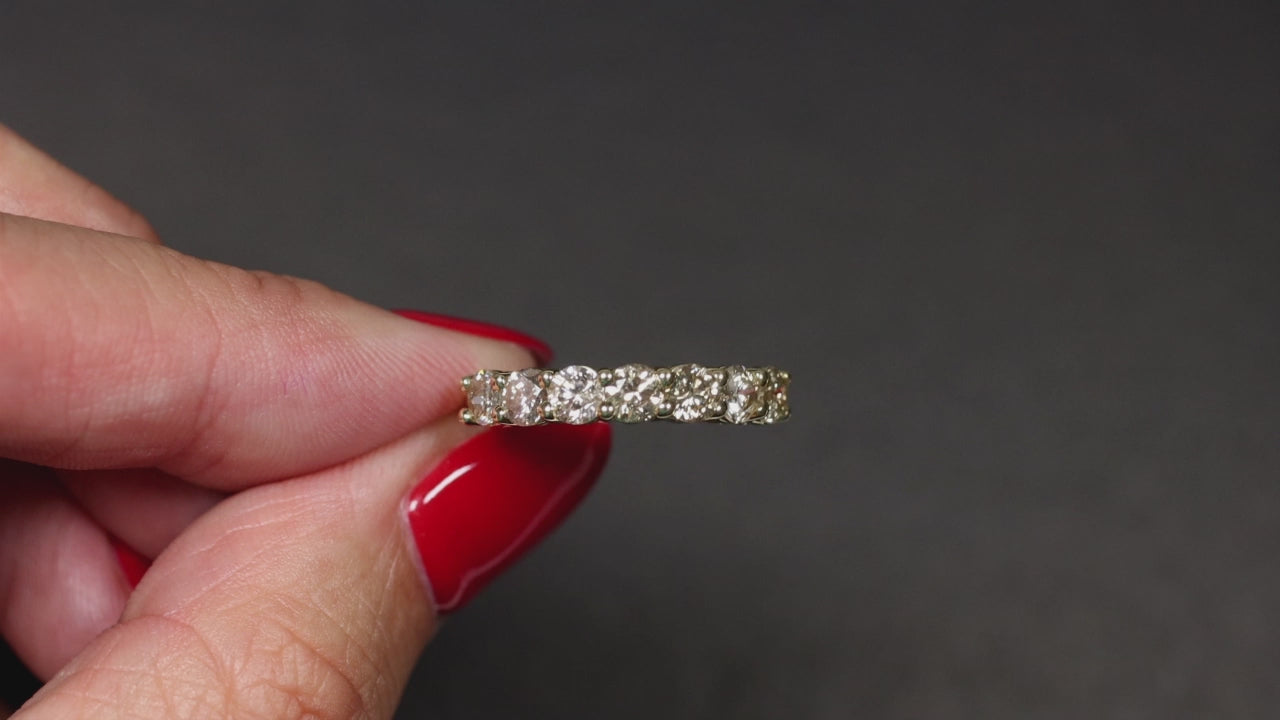 1.30ct NATURAL DIAMOND WEDDING BAND STACKING RING 14k YELLOW GOLD 7 STONE