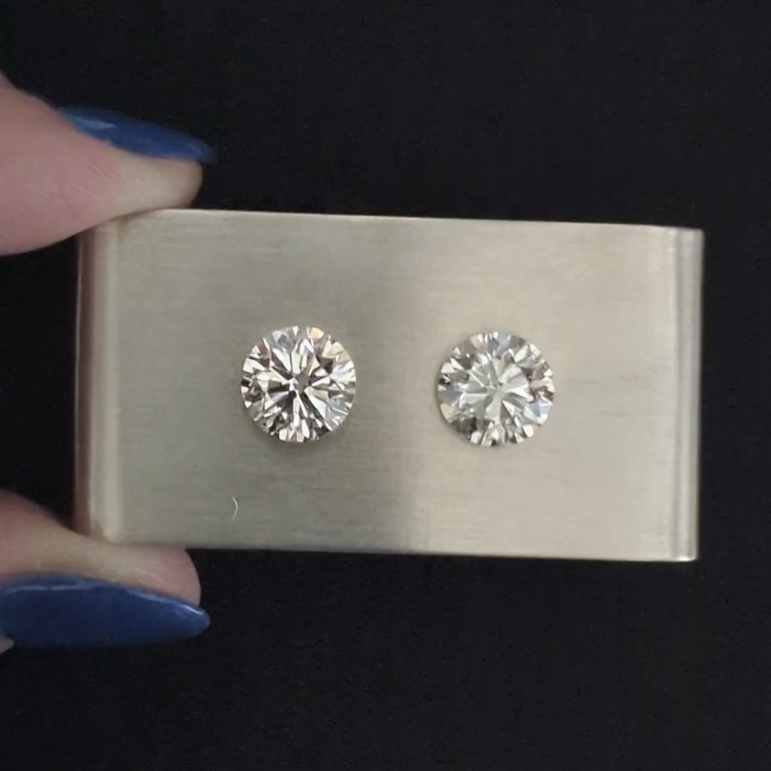4.90ct VERY GOOD CUT DIAMOND STUD EARRINGS J-K SI ROUND BRILLIANT NATURAL PAIR