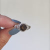 SMOKY QUARTZ STERLING SILVER RING VINTAGE STYLE ART DECO FILIGREE ROUND CUT