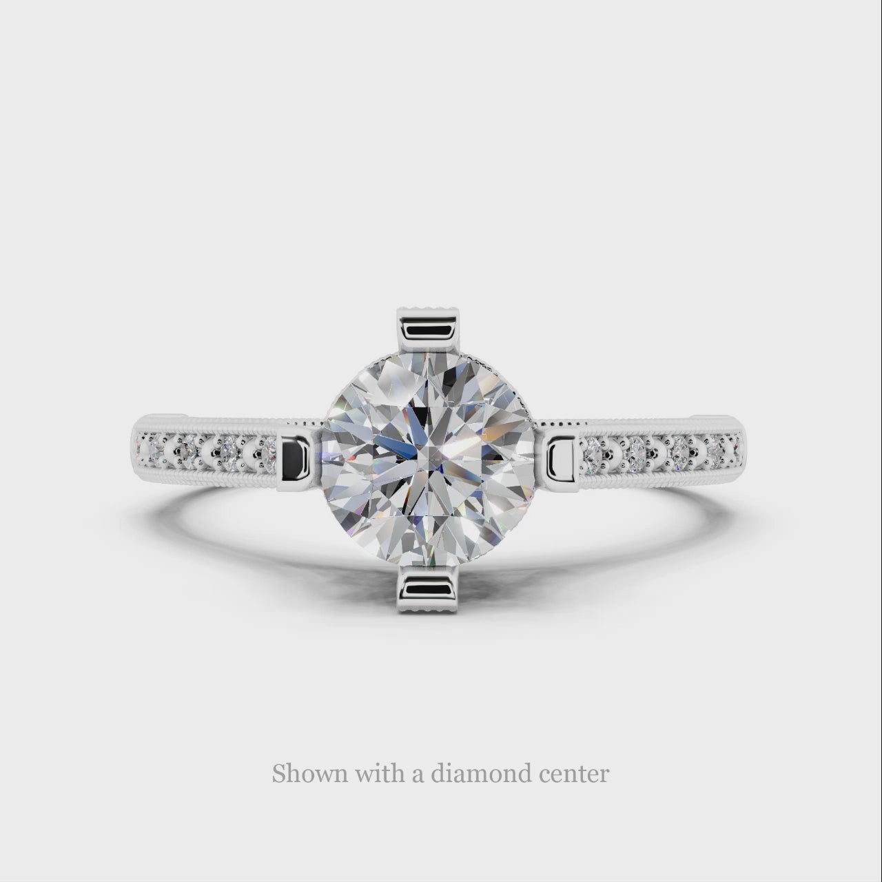 VINTAGE STYLE FILIGREE ENGRAVED SEMI MOUNT 6.5MM ROUND SETTING 1CT DIAMOND RING