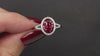 RUBY DIAMOND COCKTAIL RING 18k WHITE GOLD HALO SPLIT SHANK NATURAL ENGAGEMENT