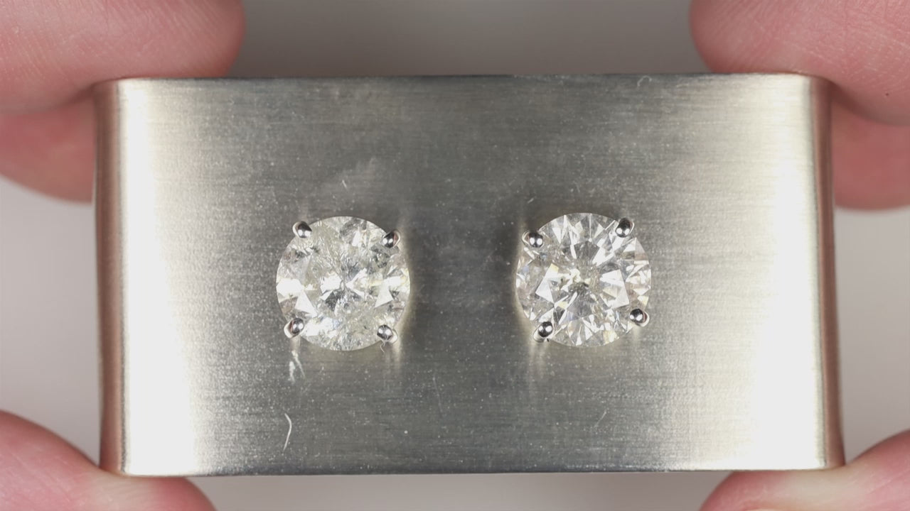 4.40ct VERY GOOD CUT NATURAL DIAMOND STUD EARRINGS ROUND CUT WHITE GOLD 4.5ct