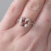 9MM PINK MORGANITE 1/2c DIAMOND CUSHION CUT HALO ENGAGEMENT RING PLATINUM PAVE