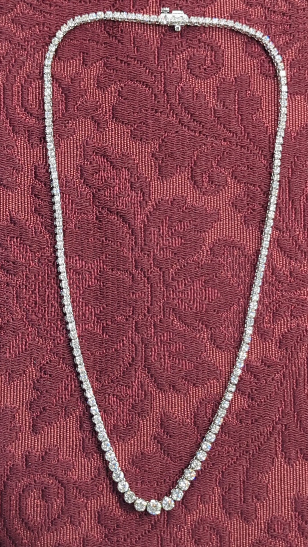 7 CARAT NATURAL DIAMOND RIVIERA NECKLACE WHITE GOLD IDEAL CUT TENNIS GRADUATED