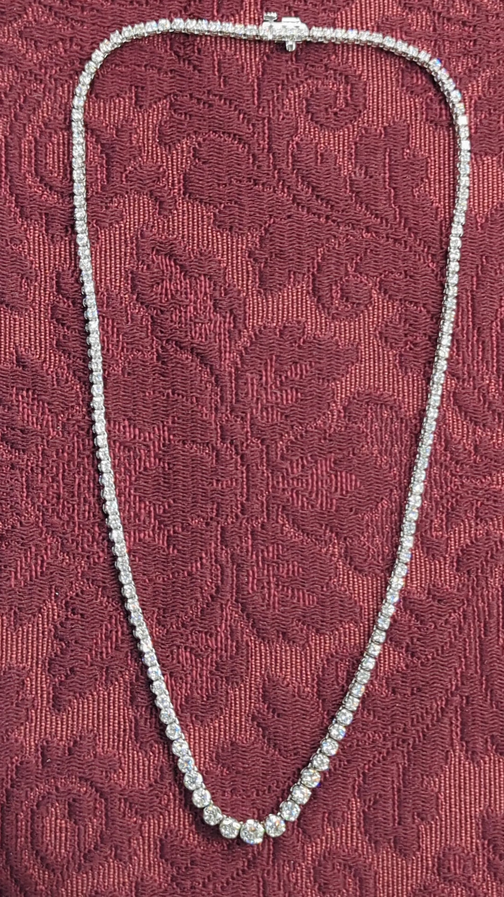 7 CARAT NATURAL DIAMOND RIVIERA NECKLACE WHITE GOLD IDEAL CUT TENNIS GRADUATED