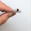 GARNET STERLING SILVER RING VINTAGE STYLE FILIGREE SOLITAIRE GEMSTONE ART DECO