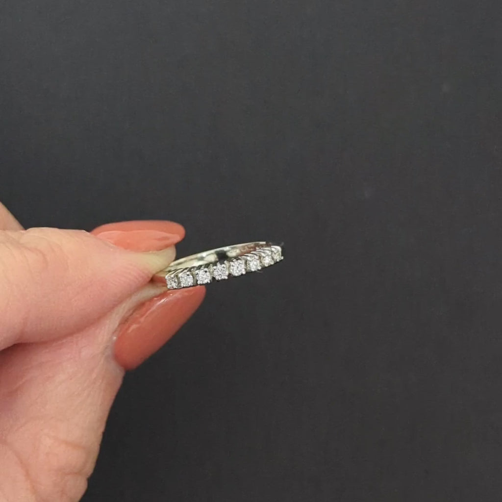 VINTAGE DIAMOND PLATINUM WEDDING RING STACKING BAND F-G VS VERY GOOD ROUND CUT