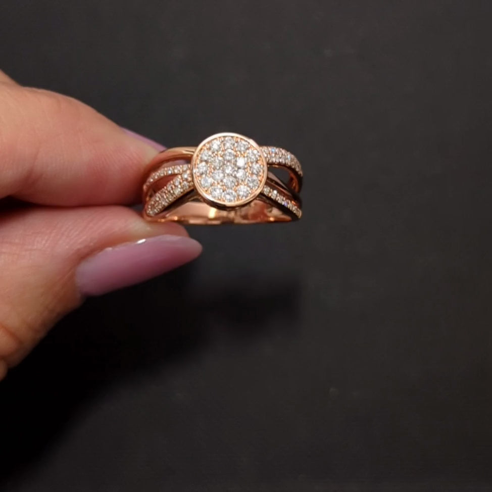 DESIGNER DIAMOND COCKTAIL RING PAVE SPLIT SHANK BIG VINTAGE EFFY 14k ROSE GOLD