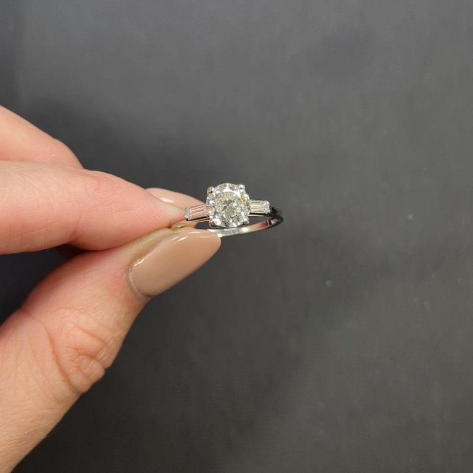 1.23ct VINTAGE DIAMOND ENGAGEMENT RING CERTIFIED D-E SI OLD CUT PLATINUM ESTATE