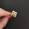 NATURAL DIAMOND COCKTAIL RING 14k YELLOW GOLD CLUSTER NAVETTE ESTATE JEWELRY