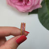 3 RING GIFT SET 14k ROSE GOLD ETERNITY BAND ORANGE SAPPHIRE RHODOLITE GARNET