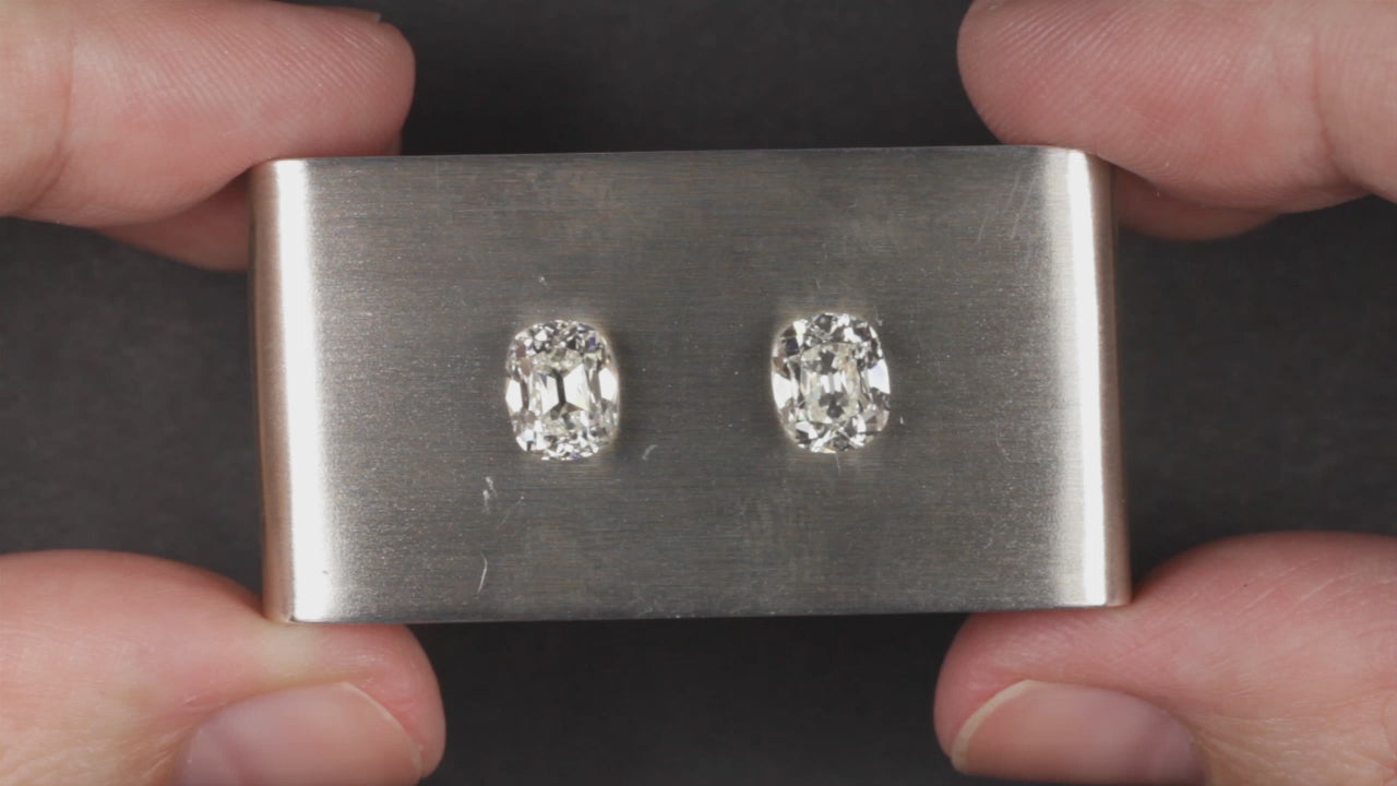 3 CARAT OLD MINE CUT DIAMOND STUD EARRINGS GIA CERTIFIED J VS CUSHION BRILLIANT