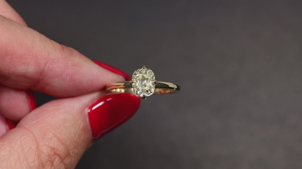 1.30c OLD MINE CUT DIAMOND ENGAGEMENT RING GIA CERTIFIED SOLITAIRE CUSHION SHAPE