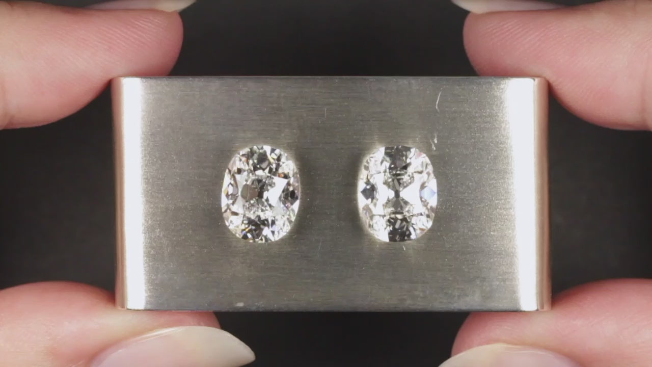 6.16ct D-E VS1 OLD MINE CUT LAB CREATED DIAMOND LOOSE PAIR IGI CERTIFIED EARRING