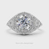 ART DECO VINTAGE STYLE HALO ROUND ENGAGEMENT DIAMOND SETTING WHITE GOLD RING