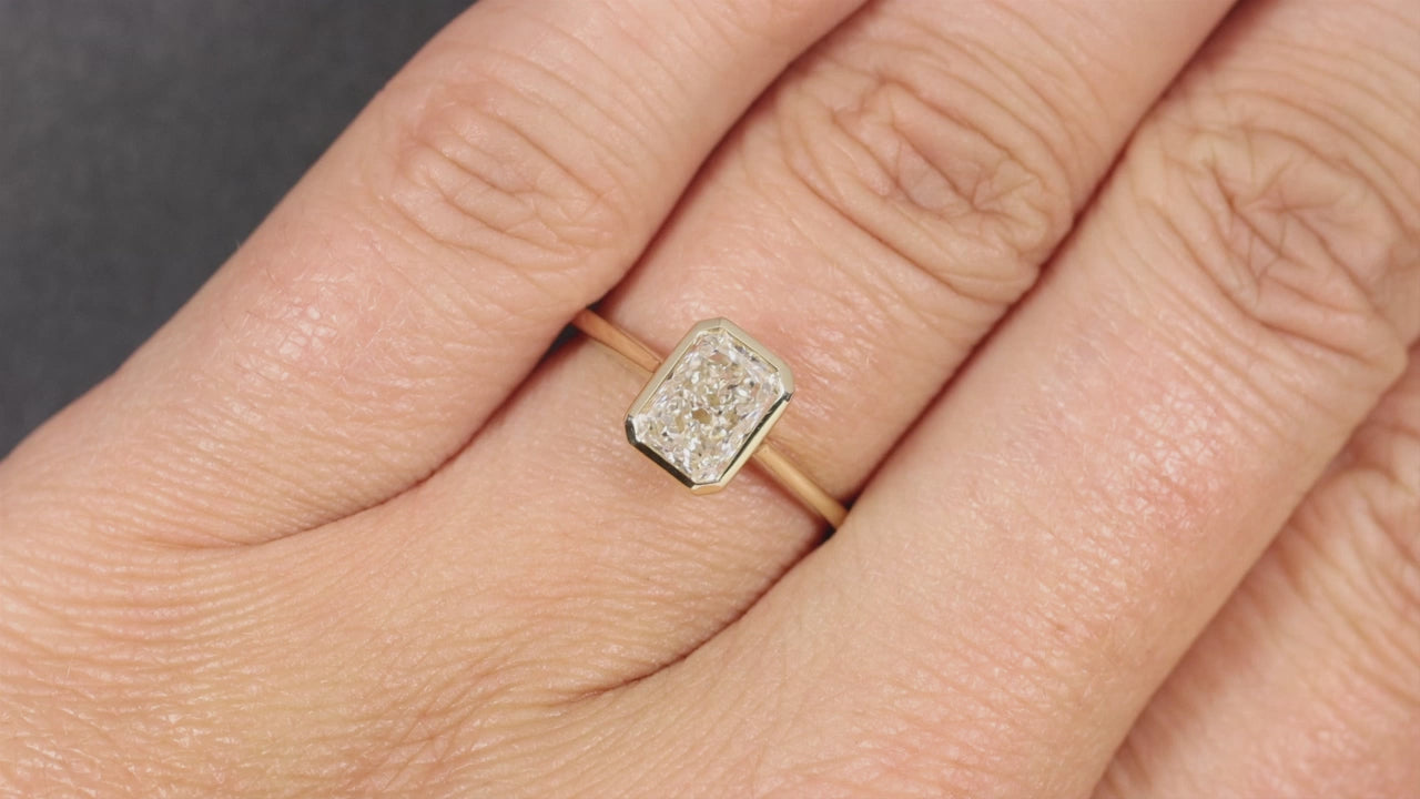 1.5 CARAT GIA CERTIFIED DIAMOND ENGAGEMENT RING J SI1 SOLITAIRE BEZEL 14k GOLD