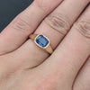 1.70c SAPPHIRE SIGNET RING EAST WEST CUSHION SHAPE 10k YELLOW GOLD BEZEL NATURAL