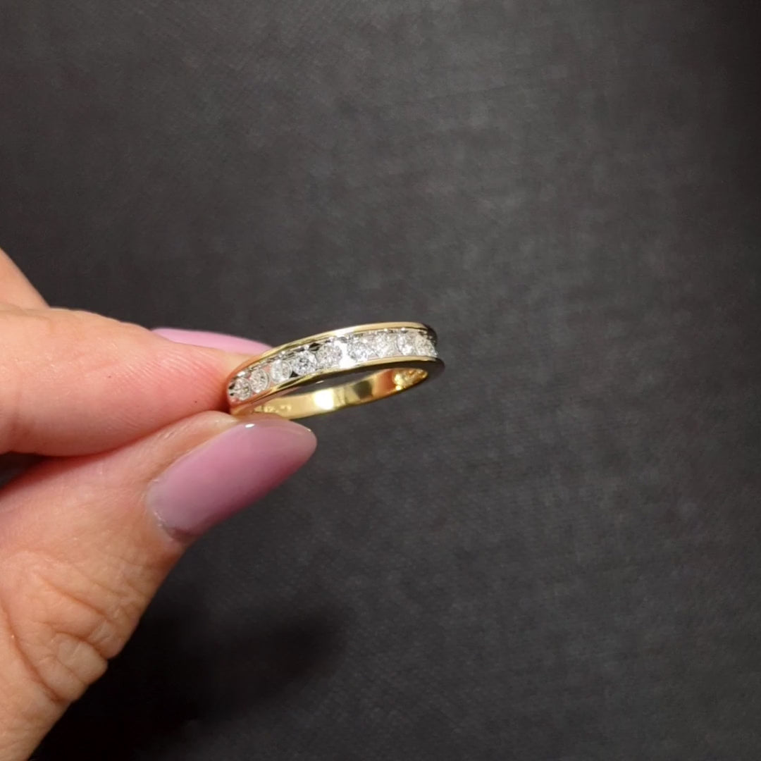 1/2 CARAT DIAMOND WEDDING BAND 14k YELLOW GOLD CHANNEL SET NATURAL ROUND CUT