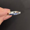NATURAL SAPPHIRE PLATINUM WEDDING BAND OCTAGON 5 gram CHANNEL BAGUETTE BLUE