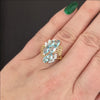 TOPAZ DIAMOND VINTAGE COCKTAIL RING NATURAL BIG STATEMENT 14k YELLOW GOLD ESTATE