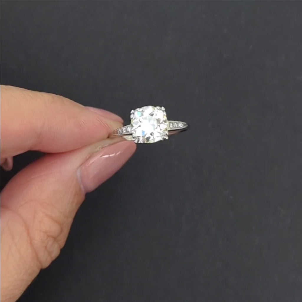 1.80ct OLD EUROPEAN CUT DIAMOND ENGAGEMENT RING CERTIFIED VS1 PLATINUM VINTAGE