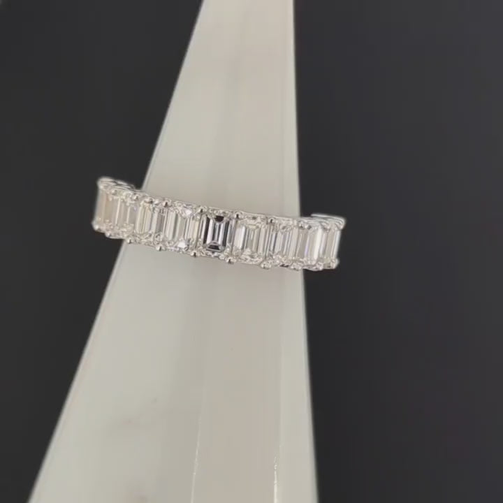 2ct EMERALD CUT LAB CREATED DIAMOND WEDDING BAND 10k HALF ETERNITY RING BAGUETTE