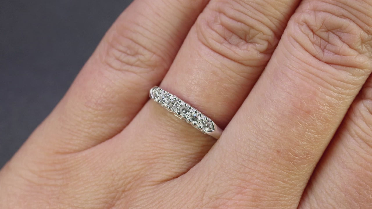 VINTAGE F-G VS DIAMOND WEDDING RING STACKING BAND PLATINUM NATURAL RETRO CLASSIC