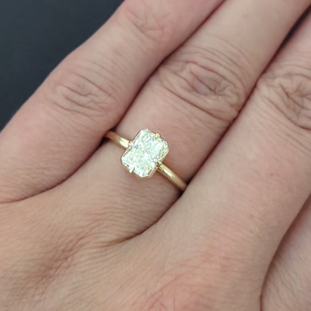 1.44ct GIA CERTIFIED DIAMOND ENGAGEMENT RING SOLITAIRE M VS2 14k GOLD RADIANT