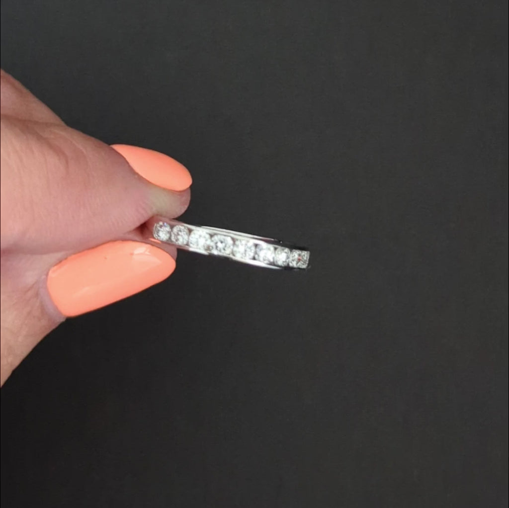 DIAMOND PLATINUM WEDDING RING STACKING BAND 1/2ct VERY GOOD ROUND F-G VS CHANNEL