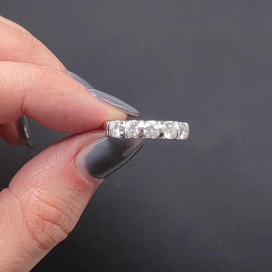 5 STONE DIAMOND BAND WEDDING RING 1 CARAT EXCELLENT ROUND CUT 14k WHITE GOLD 1ct