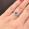 LE VIAN SAPPHIRE DIAMOND COCKTAIL RING 18k WHITE GOLD HALO PAVE DOME DESIGNER