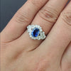 2.26ctw SAPPHIRE DIAMOND VINTAGE STYLE COCKTAIL RING OVAL 10k ENGAGEMENT NATURAL