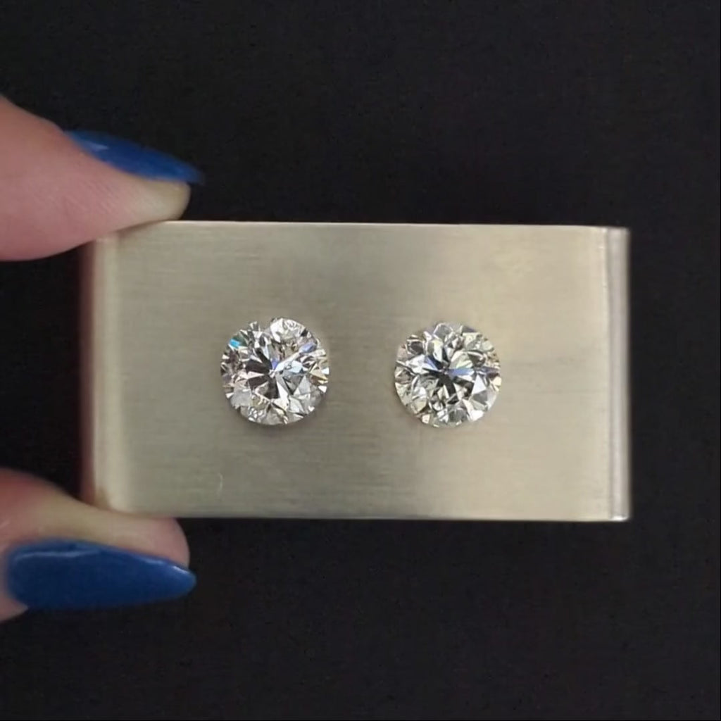 6 CARAT NATURAL DIAMOND STUD EARRINGS VERY GOOD CUT H-I SI  ROUND BRILLIANT