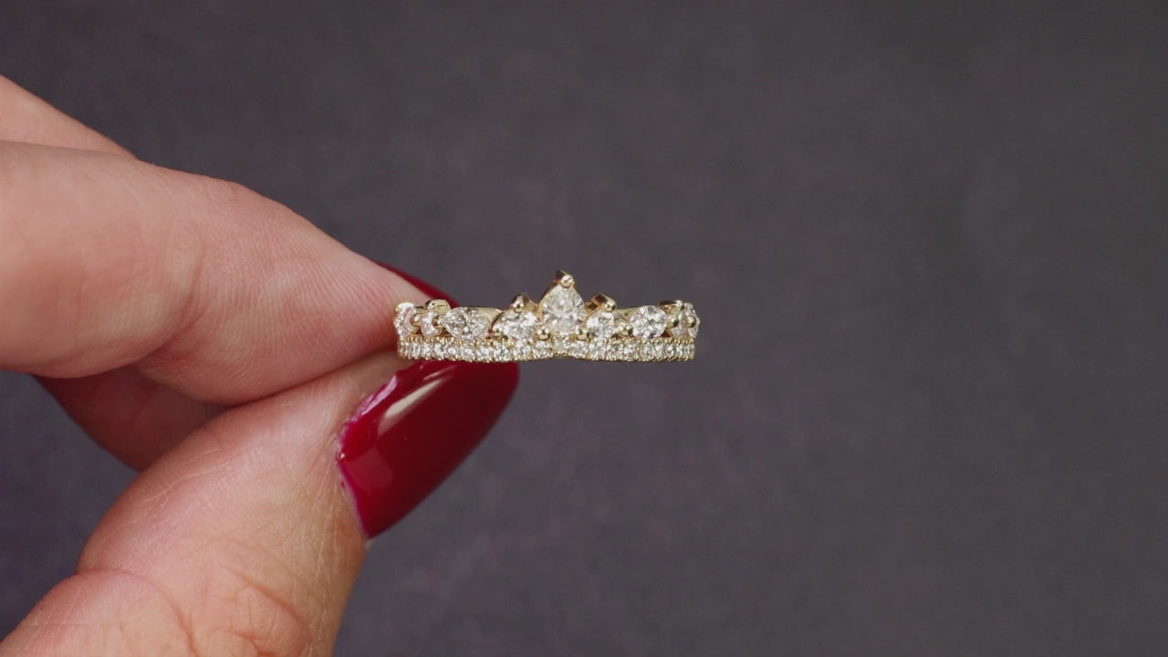 1 CARAT NEIL LANE WEDDING BAND CROWN DOUBLE ROW 14k YELLOW GOLD NATURAL DESIGNER