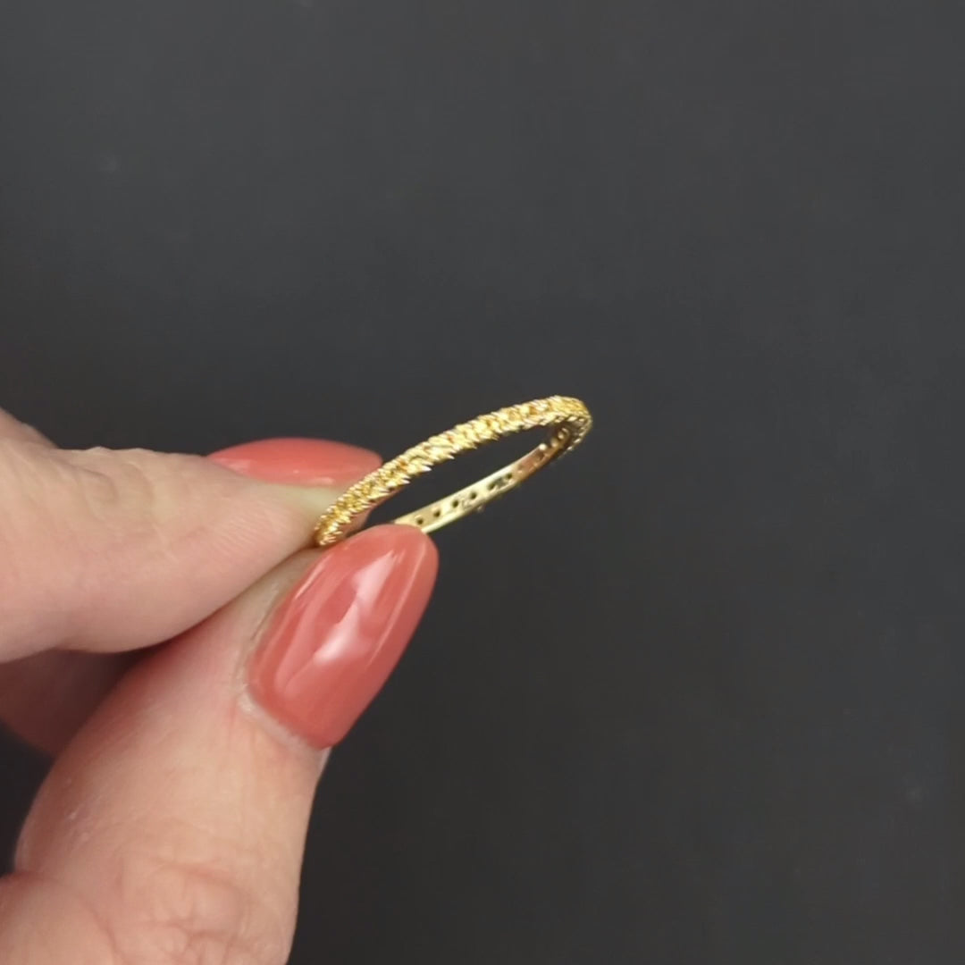 YELLOW SAPPHIRE 14K YELLOW GOLD ETERNITY RING STACKING WEDDING BAND Size 6