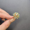 VINTAGE DIAMOND EMERALD COCKTAIL RING SWIVEL BALLERINA 14k YELLOW GOLD CLUSTER